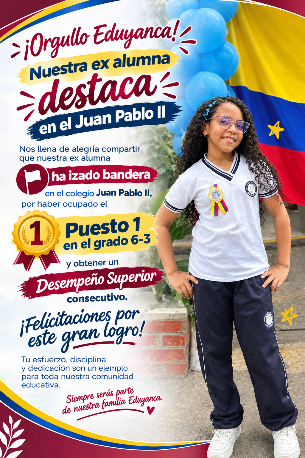 ¡Orgullo Eduyanca! Nuestra exalumna destaca por su excelencia académica